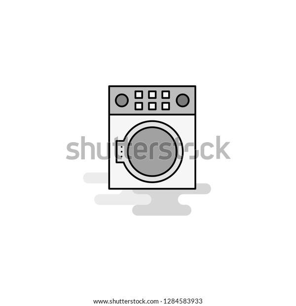 Washing machine Web Icon. Flat Line Filled Gray\
Icon Vector