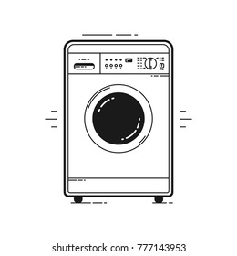 Washing machine.  For web sites, bathroom equipment shops or interior designs. Isolated on a white background. Vector illustration.