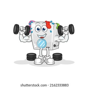 washing machine weight training illustration. character vector