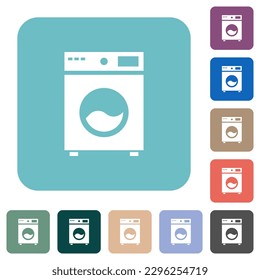 Washing machine white flat icons on color rounded square backgrounds