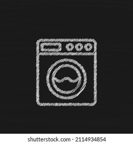 Icono del vector de esbozo blanco de lavadora. Signo de electrodomésticos