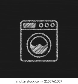 Washing machine white sketch vector icon. Electric appliances sign