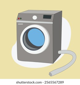 Washing machine.Modern laundromat, laundry, washing appliance for household chores.