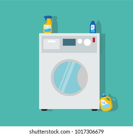  Washing machine.Washing machine flat design style.Laundry