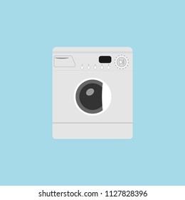 Washing mashine icon. White Washing mashine. Flat design. Vector.