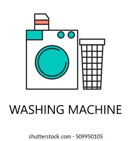 Washing mashine line icon. Vector symbol on the topic of home electronic devices. Color minimalist element for design of website, company's visit card, logo an etc.Washing mashine vector icon eps 10.