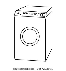 washing mashine in linear style in vector. object device tool icon for logo sticker poster design