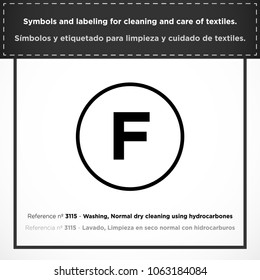 Washing, Normal dry cleaning using hydrocarbones. PICTORIAL symbols and labeling for cleaning and care of textiles.
(ISO) - Set icons clothes - Vectorized graphic symbols for laundry