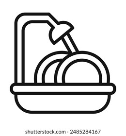 Washing plate icon mark in filled style