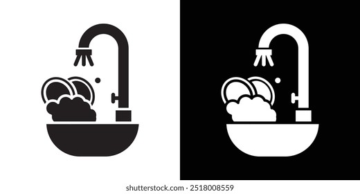 Washing plate icon Vector flat thin line illustration