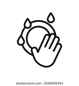 Washing plate icon vector line logo art