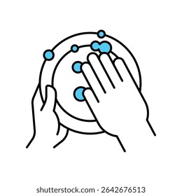Washing Plate Vector Filled outline illustration style icon. EPS 10 file 