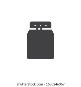 Washing powder bag vector icon. filled flat sign for mobile concept and web design. Laundry detergent pack glyph icon. Symbol, logo illustration. Vector graphics