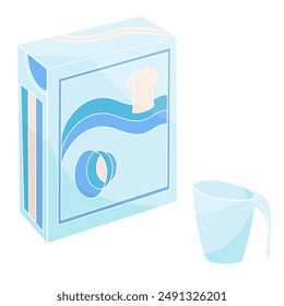 caja de polvo de lavado y taza de medición