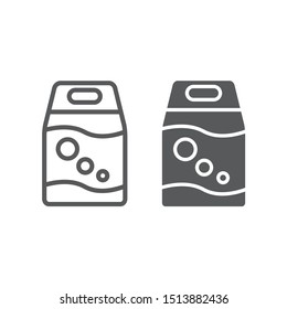 Washing powder line and glyph icon, laundry and housekeeping, laundry detergent sign, vector graphics, a linear pattern on a white background, eps 10.