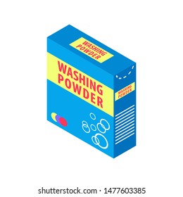 Washing powder in a paper box. Vector drawing. Isolated object on a white background. Isolate.