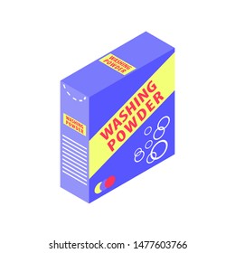 Washing powder in a paper box. Vector drawing. Isolated object on a white background. Isolate.
