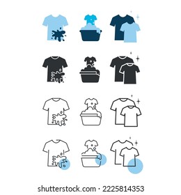 washing process dirty shirt to clean shirt vetor icon