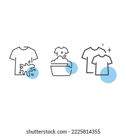 washing process dirty shirt to clean shirt vetor icon