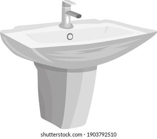 Washing sink, illustration, vector on a white background.