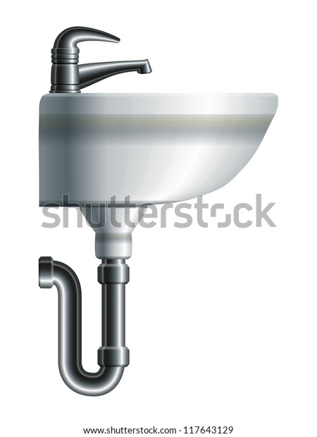 Washing Sink Side View Metal Pipe Stock Vector (royalty Free) 117643129 