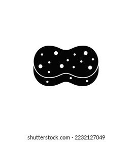 Washing sponge icon in black flat glyph, filled style isolated on white background