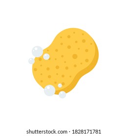 Washing sponge icon. Washcloth yellow symbol in flat style. Vector illustration isolated on white. 