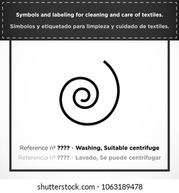 Washing, Suitable centrifuge. PICTORIAL symbols and labeling for cleaning and care of textiles.
(ISO) - Set icons clothes - Vectorized graphic symbols for laundry