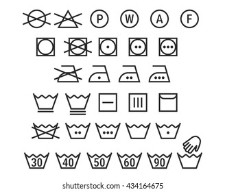 Set Washing Symbols Laundry Icons Bleaching Stock Illustration 