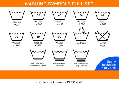 WASHING SYMBOLS FULL SET VECTOR DESIGN
