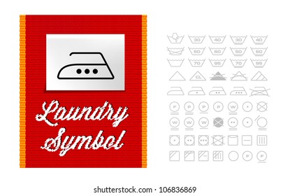 Washing symbols on clothing label. Vector set