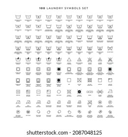 Washing symbols set. Laundry icons. Laundromat, hand washing, soap bubbles in basin icons. Dry t-shirt, laundry service, dirty smudge spot. Clean clothes. Isolated white background. Vector icons. svg