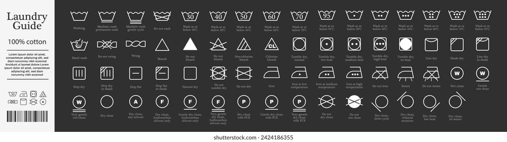Washing symbols set. Laundry icons. Hand and machine wash symbols