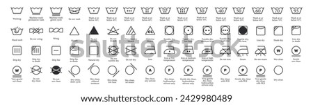 Washing symbols set. Laundry icons. Hand and machine wash symbols