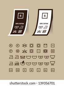 Washing symbols set on clothing labels.vector.