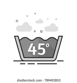 Washing temperature icon in flat outlined grayscale style. Vector illustration.