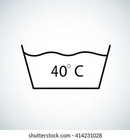 washing under 40 degrees celsius textile laundry vector icon, symbol, sign