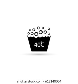 washing under 40 degrees celsius textile laundry vector icon, symbol, sign