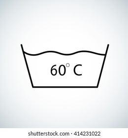washing under 60 degrees celsius textile laundry vector icon, symbol, sign