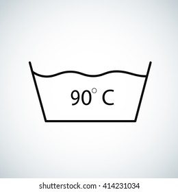 washing under 90 degrees celsius textile laundry vector icon, symbol, sign