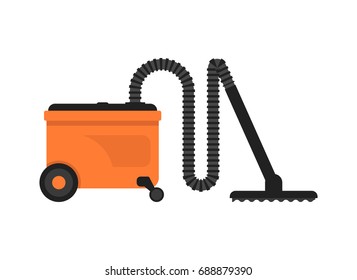 Washing vacuum cleaner isolated icon in flat style. House cleaning tool, housework supplies vector illustration