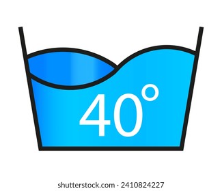 Washing water 40 degrees line icon. Powder, linen, machine, cleaning, cleanliness, clothes, water, dirt, foam, bleach, bath. Vector icon for business and advertising