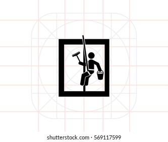 Washing window as Cleaning Concept Icon