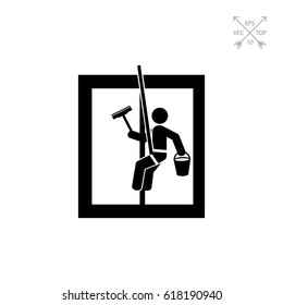 Washing window as Cleaning Concept Icon