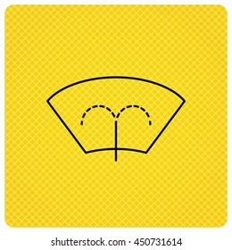 Washing window icon. Windshield cleaning sign. Linear icon on orange background. Vector