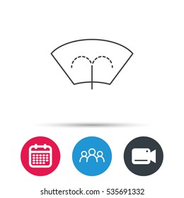 Washing window icon. Windshield cleaning sign. Group of people, video cam and calendar icons. Vector