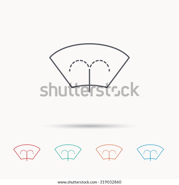 Washing window icon. Windshield\
cleaning sign. Linear icons on white background.\
Vector