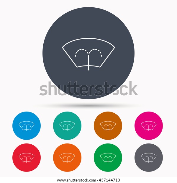 Washing window icon. Windshield cleaning
sign. Icons in colour circle buttons.
Vector