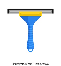 Washing windows brush scraper with comfortable rubber handle for wet cleaning and polishing dirty glass to shine isolated on white. Household supplies. Cleaner tool. Vector flat illustration