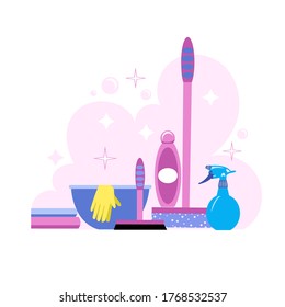 washing Windows. a set of tools and tools for washing and cleaning Windows and glasses. vector